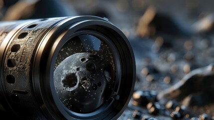 Asteroid reflection in telescope lens captures the essence of space exploration. Asteroid Day