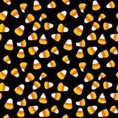 Cartoon Halloween sugar monsters seamless candy corn pattern for wrapping paper and fabrics and linens