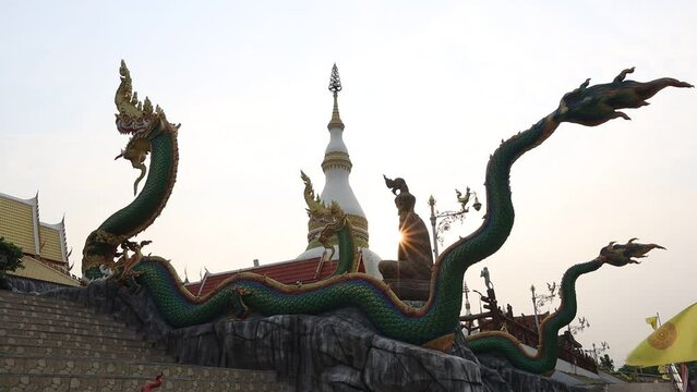 Video background of Saraburi religious tourist attraction Kaeng Khoi, Wat Kaeng Khoi (Naka Cave) has beautiful Naga statues and sculptures, allowing people to come and make merit during the holidays.