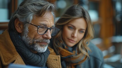 Elderly couple consulting with a financial advisor about healthcare costs and insurance - obrazy, fototapety, plakaty