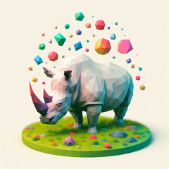 cartoon  rhinoceros in low poly style