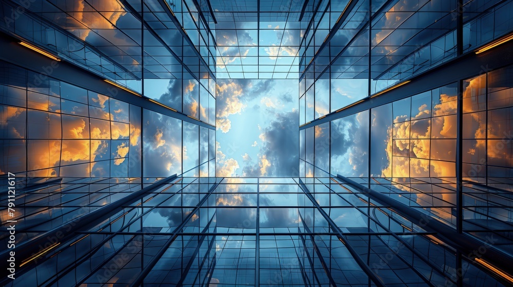 Poster skyscrapers with irregular windows, puzzle-like design â€“ puzzle architecture