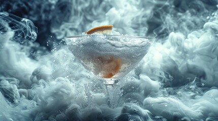 Fototapeta premium Smoked salt margarita, with a smoky glass rim, dramatic flair