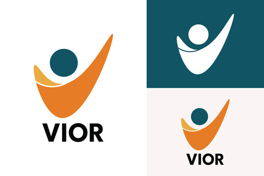 Logo ready elegant simple creative brand identity company corporate cafe fashion food initial letter V checklist people word  mark sign modern