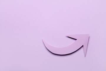 Paper arrow on lilac background. Price rise concept