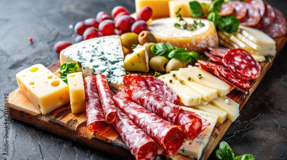 Sticker Assortment of fresh cheese and salami platter