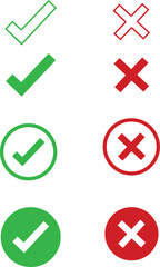 Different type of check marks and crosses set