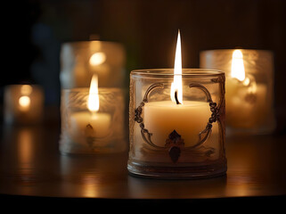 Transparent candle into glass container