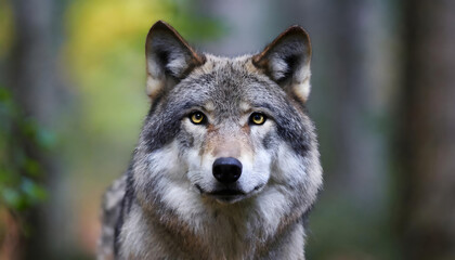Fototapeta premium Grey Wolf Standing in Woods. Generative AI