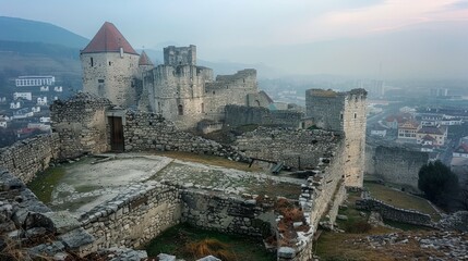 Magnificent medieval castle centrally situated in the heart of the bustling town - obrazy, fototapety, plakaty