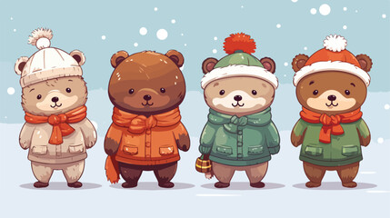Christmas kids teddy bear costume. Winter party hol - obrazy, fototapety, plakaty