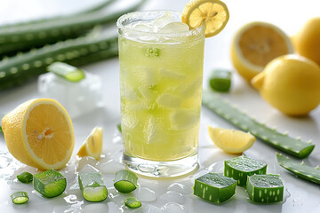 cool aloe vera lemonade with fresh citrus slices