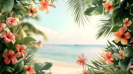 Sommer Foto Rahmen, Urlaub am tropischen Strand, Textfreiraum, Traumurlaub