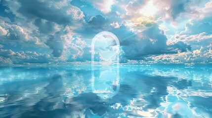 Gates of Heaven. Sky landscape with archway and clouds - obrazy, fototapety, plakaty