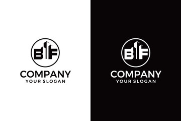 Logo design of B F in vector for construction, home, real estate, building, property. Minimal awesome trendy professional logo design template on black and white background.