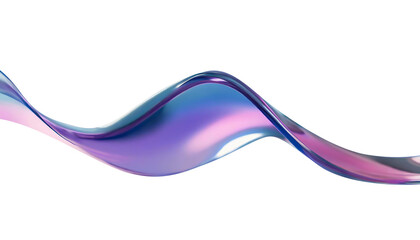 Abstract liquid glass shape with colorful reflections. Ribbon of curved water with glossy color wavy fluid motion. Chromatic dispersion flying and thin film spectral effect.