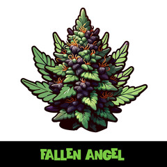 Vector Illustrated Fallen Angel Cannabis Bud Strain Cartoon
