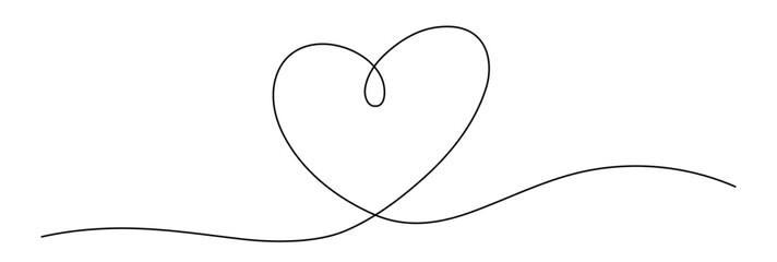 Heart shape drawing by continuos line, thin line design vector illustration. Editable stroke