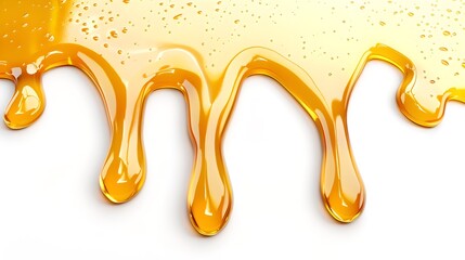 Vibrant flowing honey with bubbles on a light background. Ideal for culinary designs and sweet themes. Golden, organic, natural. AI