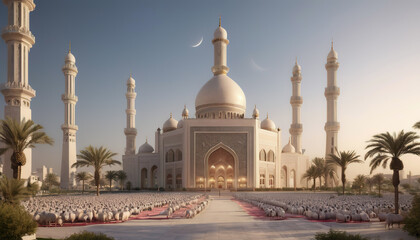 Eid Mubarak, Eid al-Adha banner. Eid Al-Adha Mubarak is a celebration of the holiday of the Muslim community against the background of the Arab landscape. celebrating the Islamic Ramadan.