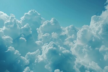 Blue skies sky white fluffy clouds beautiful summer spring weather sunny day happiness joy background cumulus cloud meditation meteorology realistic soft shapes - obrazy, fototapety, plakaty