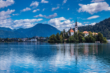 Picturesque Bled Lake with Iconic Island Church