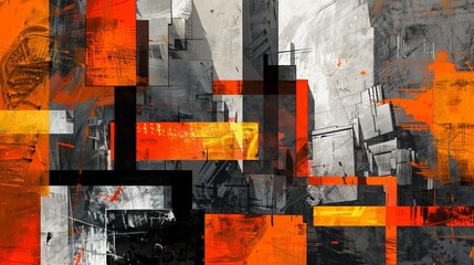 Abstract art inspired by Brutalist architecture AI generated illustration
