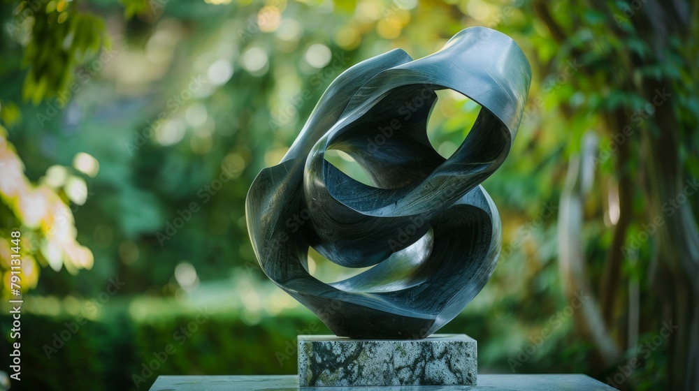 Poster abstract sculpture representing harmony between nature and architecture ai generated illustration