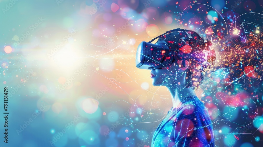 Fototapete Abstract visualization of a virtual reality presentation AI generated illustration