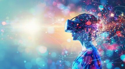 Fototapeta premium Abstract visualization of a virtual reality presentation AI generated illustration