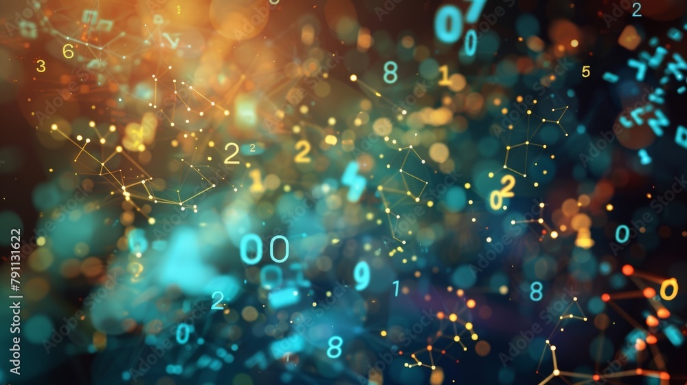 Poster an abstract pattern of numbers and equations symbolizing finance ai generated illustration