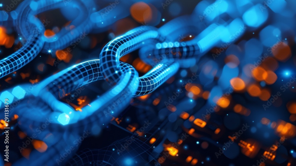 Poster an abstract representation of blockchain technology ai generated illustration