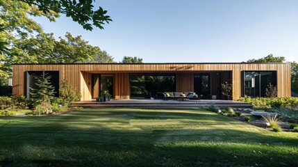 An architecturally stunning Scandinavian design with a wooden exterior AI generated illustration