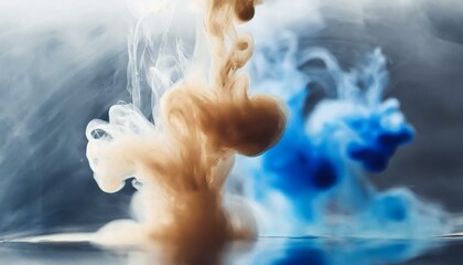 Puffs of paint in water. The dissolution of the dye in water. Water pollution. Concept art