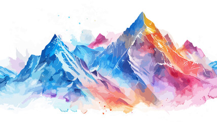 Eisberge Wasserfarben Berge Mountains Bunt Landschaft Vektor - obrazy, fototapety, plakaty