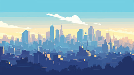 Cityscape silhouette isolated icon 2d flat cartoon