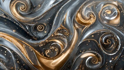 Abstract Liquid Swirling Pattern with Metallic Elements
