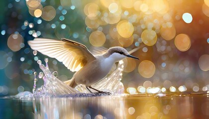 Beautiful Bird splashing water background high definition