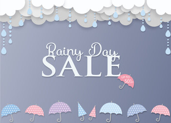 雨の日セールのイラスト（見出し　フレーム　背景　タイトル　チラシ）