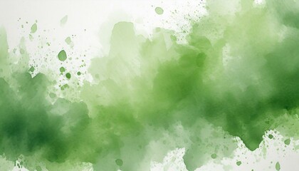 Fototapeta na wymiar fresh green watercolor surface with splatters on white background, illustration