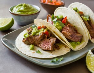 
Mexican tacos with guacamole
