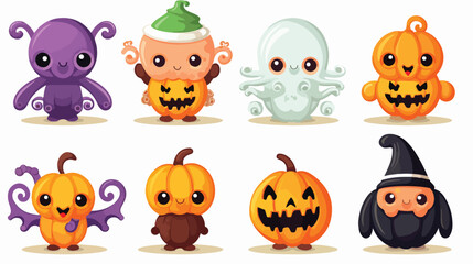 Clipart Halloween Octopus Multicolored and Black an