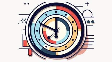 Clock logo vector icon line illustration 2d flat ca