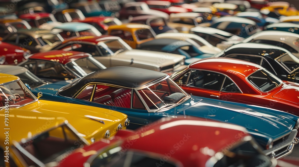 Aufkleber array of cars in a crowded show ai generated illustration