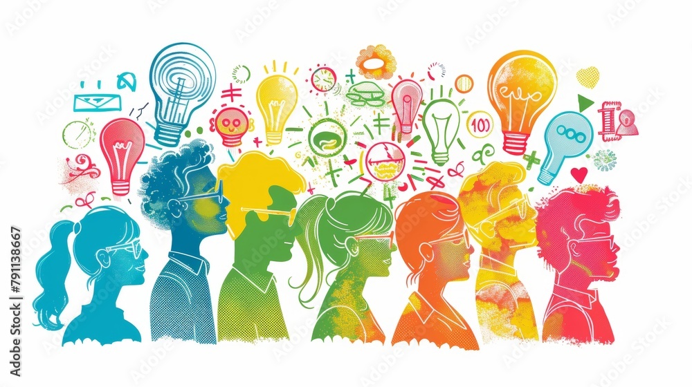Aufkleber artistic representation of a brainstorming session with team members ai generated illustration