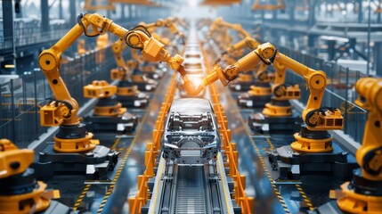 Automated industry manufacturing vehicles  AI generated illustration