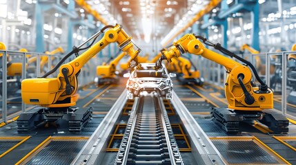 Automated industry producing modern vehicles  AI generated illustration