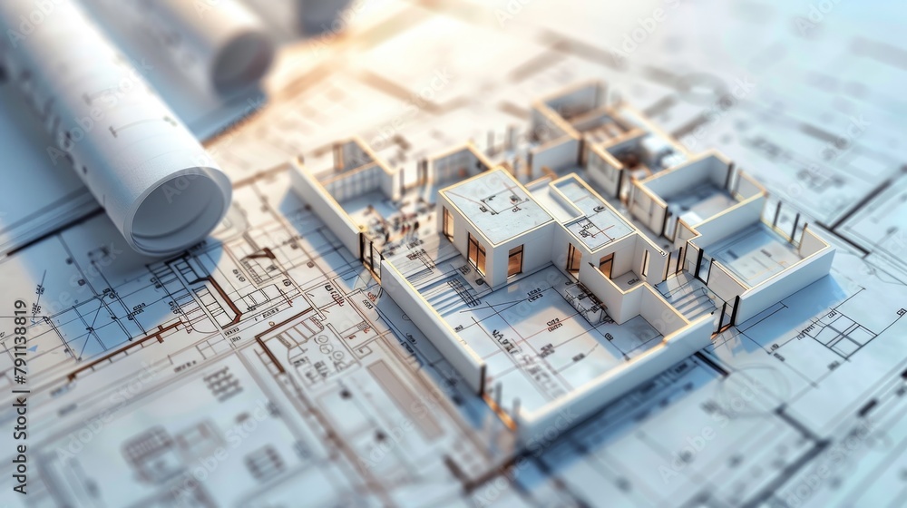 Poster blueprint for a mixed-use development project ai generated illustration