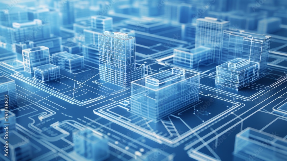 Poster blueprint for a mixed-use development project ai generated illustration