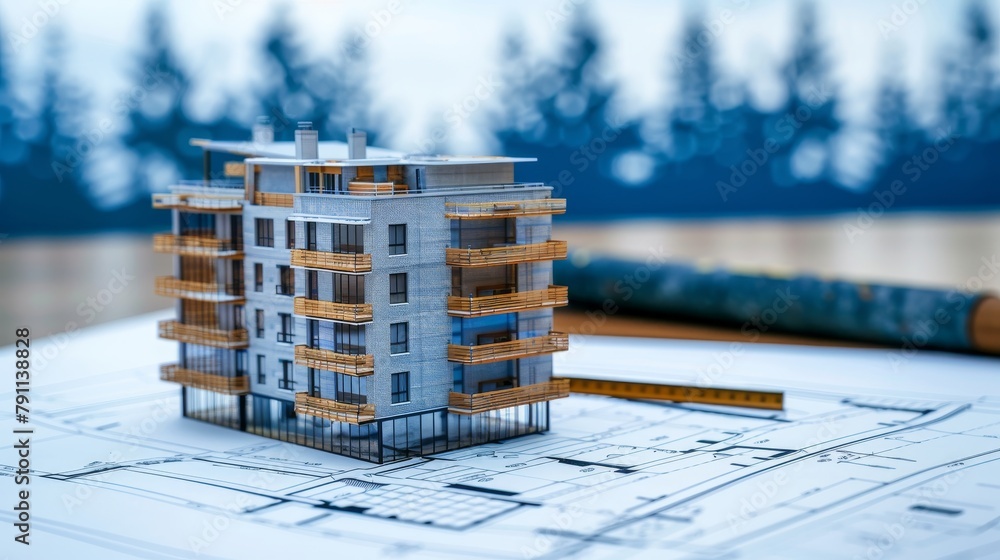 Poster blueprint for a mixed-use development project ai generated illustration